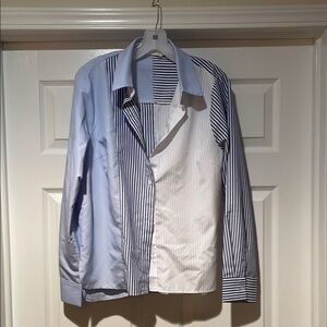 Andree By UnitBlue and White Striped Button-Up Shirt